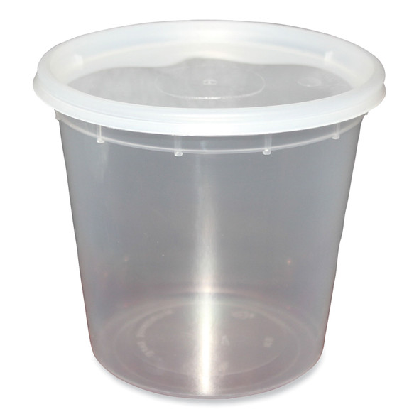 Plastic Deli Container with Lid, 24 oz, Clear, Plastic, 240/Carton