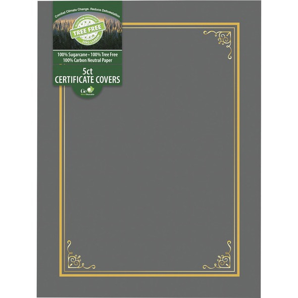 Geographics Letter Certificate Holder - 8 1/2" x 11" - Gray - 5 / Pack