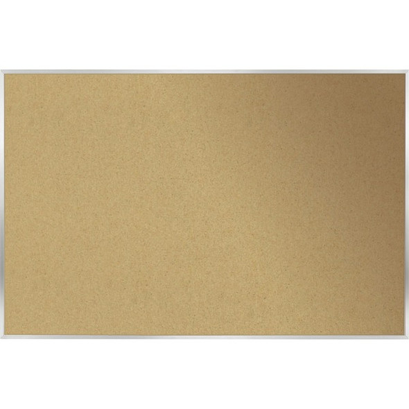 Ghent Natural Cork Bulletin Board with Aluminum Frame - 48" Height x 10 ft Width - Natural Cork, Fiberboard Surface - Self-healing, Laminated, Long Lasting, Rigid - Satin Aluminum Frame - 1 Each - TAA Compliant