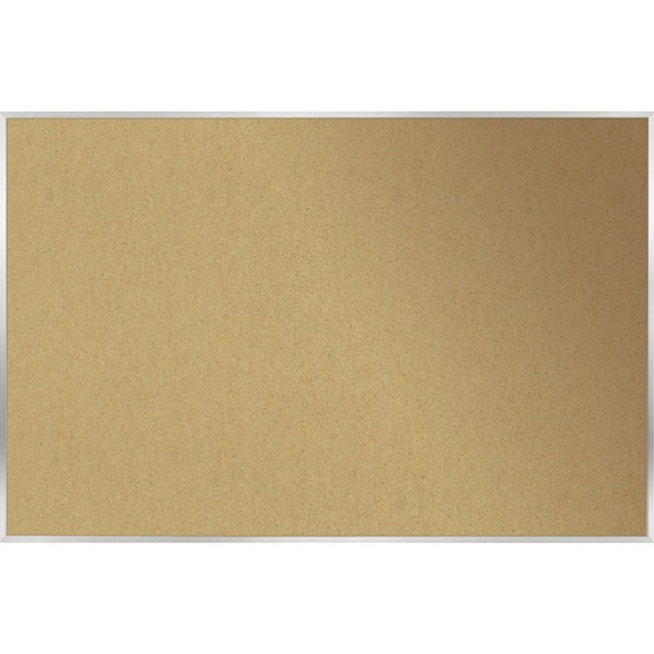 Ghent Natural Cork Bulletin Board with Aluminum Frame - 48" Height x 96" Width - Natural Cork, Fiberboard Surface - Self-healing, Laminated, Long Lasting, Rigid - Satin Aluminum Frame - 1 Each - TAA Compliant