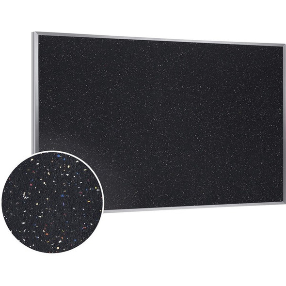 Ghent Confetti Rubber Tackboard - 24" Height x 36" Width - Rubber Surface - Self-healing, Stain Resistant, Fade Resistant - Aluminum Frame - 1 Each