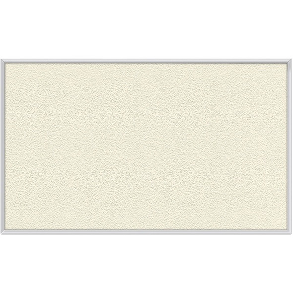 Ghent Vinyl Bulletin Board with Aluminum Frame - 48" Height x 96" Width - Ivory Vinyl Surface - Durable, Laminated, Textured Surface, Washable, Customizable - Satin Anodized Aluminum Frame - 1 Each