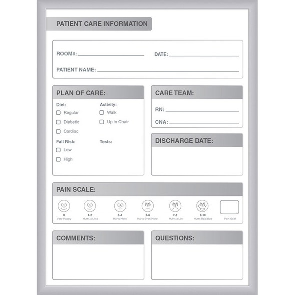 Ghent Healthcare Whiteboard - 36" (3 ft) Width x 24" (2 ft) Height - White Steel Surface - Satin Aluminum Frame - Rectangle - Vertical - Magnetic - Stain Resistant, Ghost Resistant, Fade Resistant, Accessory Tray - 1 Each - TAA Compliant