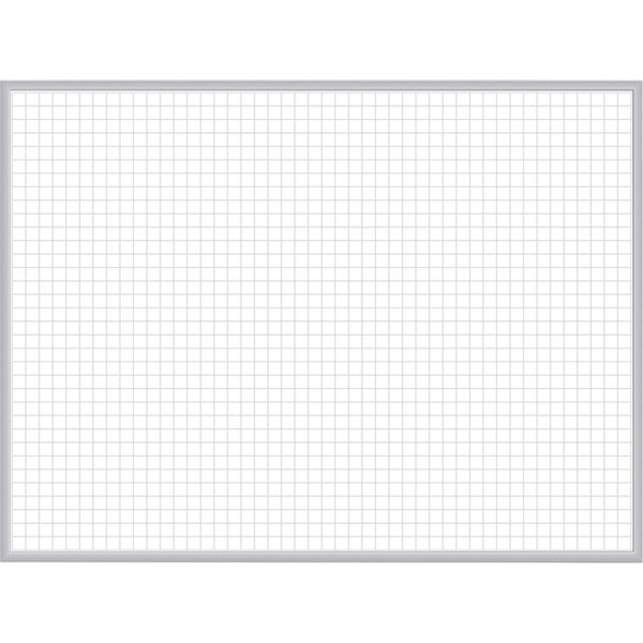 Ghent Grid Whiteboard - 36" (3 ft) Width x 24" (2 ft) Height - White Steel Surface - Satin Aluminum Frame - Rectangle - Horizontal - Magnetic - Grid Pattern, Stain Resistant, Ghost Resistant, Fade Resistant, Accessory Tray - 1 Each - TAA Compliant