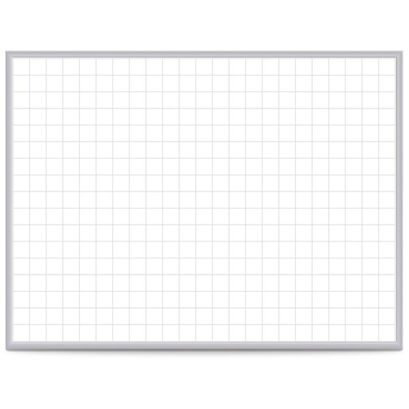 Ghent Grid Whiteboard - 36" (3 ft) Width x 24" (2 ft) Height - White Steel Surface - Satin Aluminum Frame - Rectangle - Horizontal - Magnetic - Grid Pattern, Stain Resistant, Ghost Resistant, Fade Resistant, Accessory Tray - 1 Each - TAA Compliant