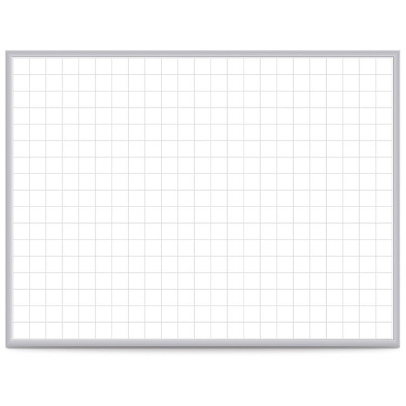 Ghent Grid Whiteboard - 72" (6 ft) Width x 48" (4 ft) Height - White Steel Surface - Satin Aluminum Frame - Rectangle - Horizontal - Magnetic - Grid Pattern, Stain Resistant, Ghost Resistant, Fade Resistant, Accessory Tray - 1 Each - TAA Compliant