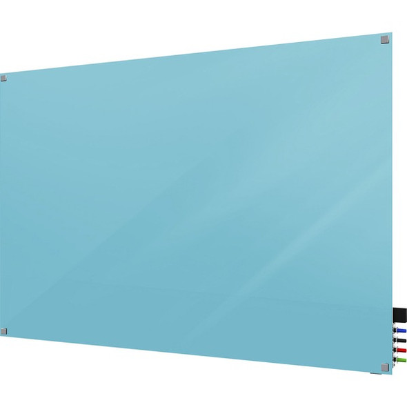 Ghent Harmony Dry Erase Board - 36" (3 ft) Width x 24" (2 ft) Height - Tempered Glass Surface - Blue Back - Square - Magnetic - 1 Each