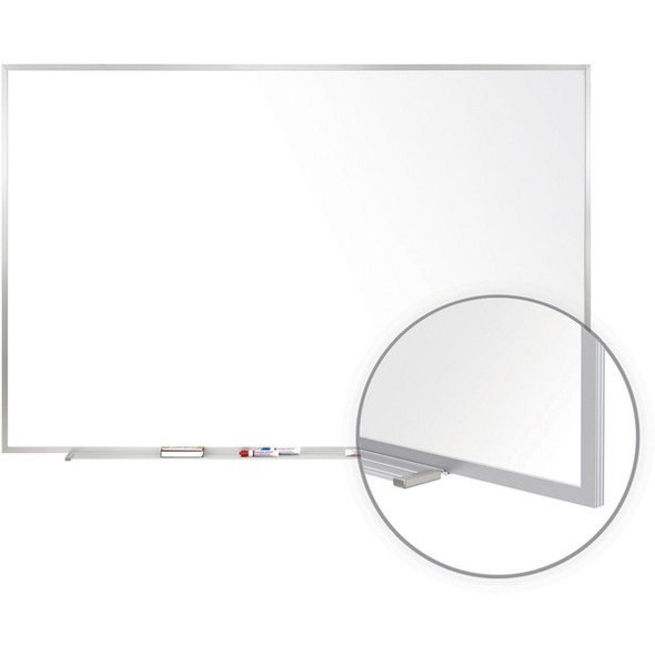 Ghent 24" x 36" Aluminum Frame Magnetic Whiteboard with 1 Marker - 36" (3 ft) Width x 24" (2 ft) Height - White Porcelain Surface - Aluminum Frame - Magnetic - Scratch Resistant, Dent Resistant, Stain Resistant - 1 Each