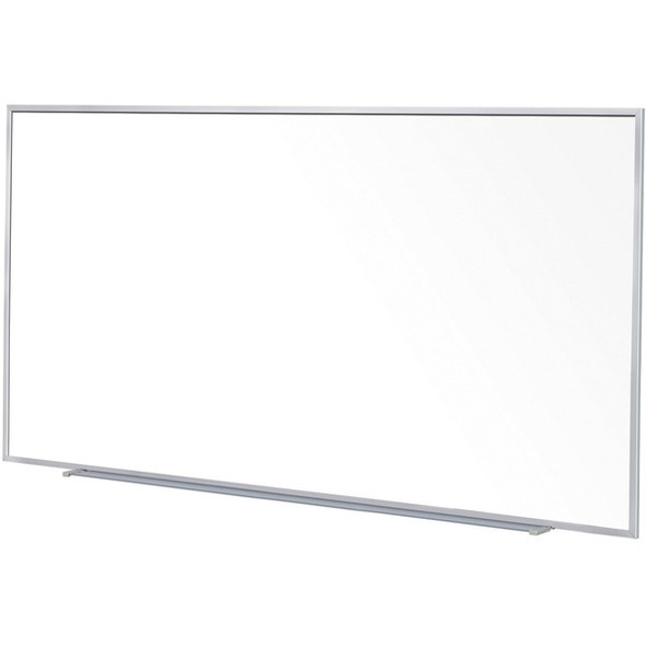 Ghent 5'H Projection Porcelain Whiteboard - 120" (10 ft) Width x 60" (5 ft) Height - White Porcelain Surface - Gray Satin Aluminum Frame - Magnetic - Eraser Included - 1 Each
