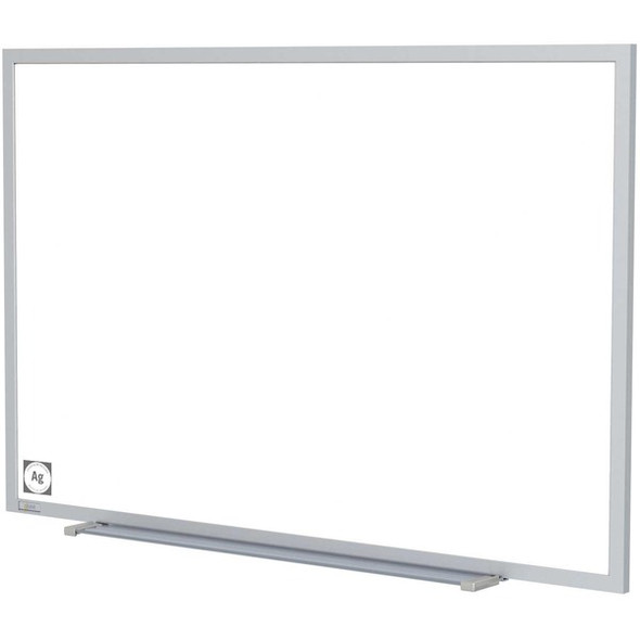 Ghent Hygienic Porcelain Whiteboard with Aluminum Frame - 72" (6 ft) Width x 48" (4 ft) Height - White Porcelain Steel Surface - White Anodized Aluminum Frame - Magnetic - 1 Each