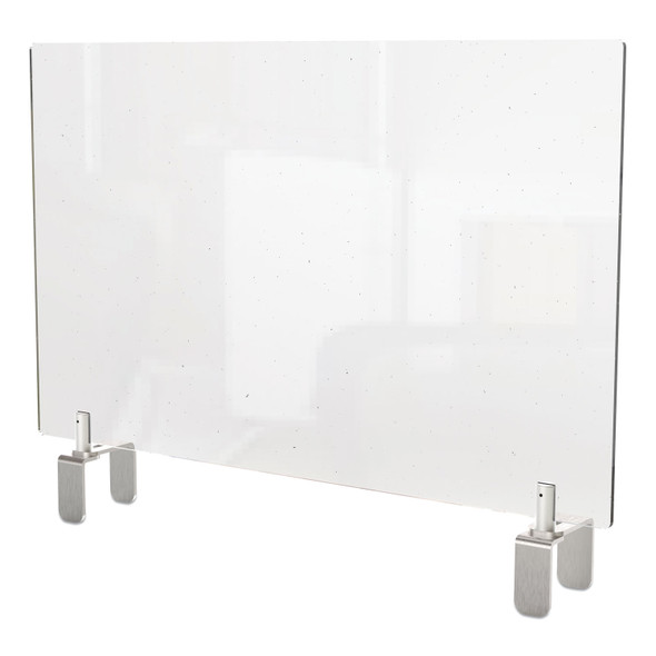 Clear Partition Extender with Attached Clamp, 42 x 3.88 x 18, Thermoplastic Sheeting