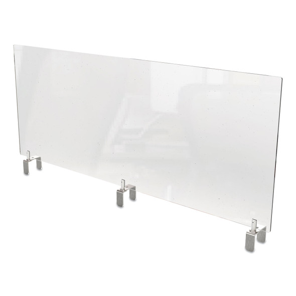 Clear Partition Extender with Attached Clamp, 48 x 3.88 x 18, Thermoplastic Sheeting