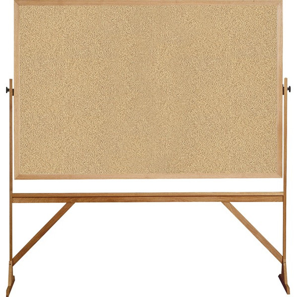 Ghent Reversible Cork Bulletin Board with Wood Frame - 72" (6 ft) Width x 48" (4 ft) Height - Natural Cork Surface - Wood Frame - Eraser Included - 1 Each