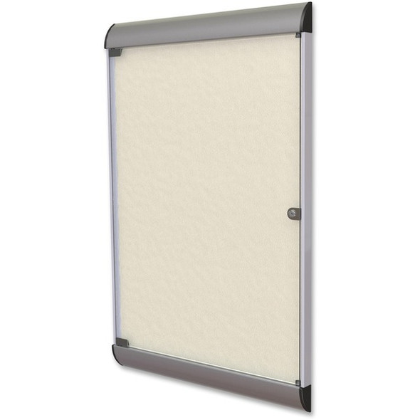 Ghent Silhouette Enclosed with 185 Ivory Vinyl Tackboard - 42.13" Height x 27.75" Width - Ivory Vinyl Surface - Aluminum Frame - 1 Each