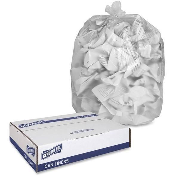 Genuine Joe High-density Can Liners - Extra Large Size - 56 gal Capacity - 43" Width x 48" Length - 0.63 mil (16 Micron) Thickness - High Density - Clear - Resin - 10/Carton - 20 Per Roll - Office Waste, Industrial Trash