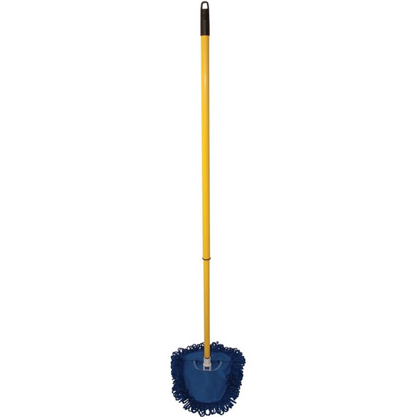 Genuine Joe Microfiber Wedge Complete Mop - MicroFiber Head - Telescopic Handle - 1 Each - Blue