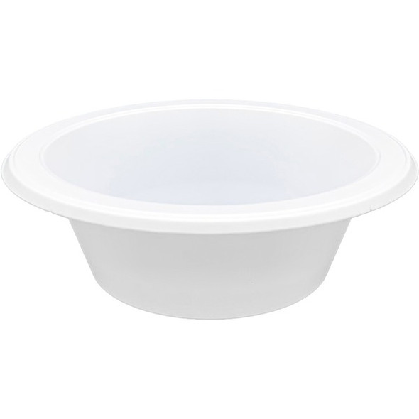 Genuine Joe 12 oz Reusable Plastic Bowls - Serving - Disposable - White - Plastic Body - 125 / Pack