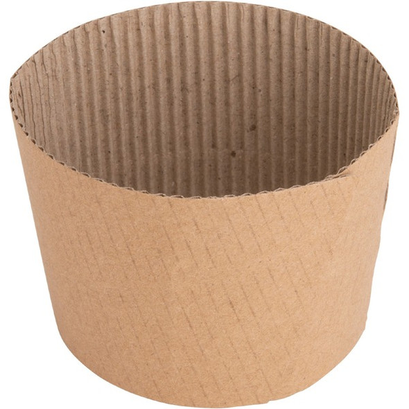 Genuine Joe Protective Corrugated Cup Sleeves - 50 / Pack - Brown