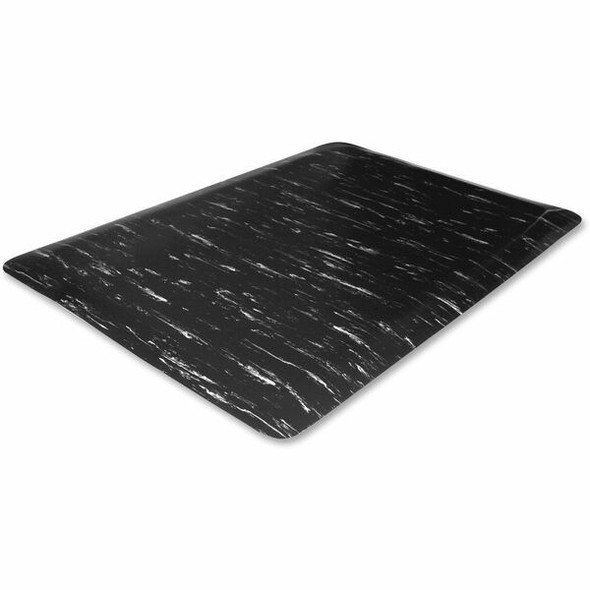 Genuine Joe Marble Top Anti-fatigue Floor Mats - Office, Bank, Cashier's Station, Industry - 60" Length x 36" Width x 0.50" Thickness - Black Marble - 1Each