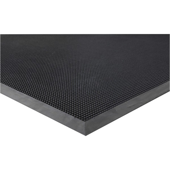 Genuine Joe Brush Tip Scraper Mat - Indoor, Outdoor - 60" Length x 36" Width x 0.40" Thickness - Rectangular - Rubber - Black - 1Each