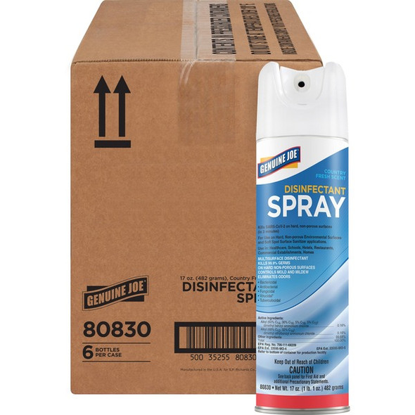 Genuine Joe NSF Certified Disinfectant Spray - 17 fl oz (0.5 quart) - 6 / Carton - Blue