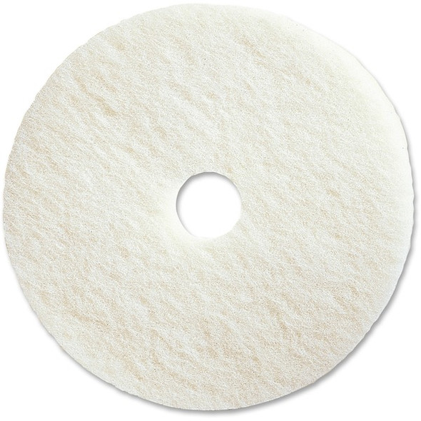 Genuine Joe Polishing Floor Pad - 20" Diameter - 5/Carton x 20" Diameter x 1" Thickness - Polishing, Floor - 175 rpm to 350 rpm Speed Supported - Resilient, Flexible, Dirt Remover, Soft, Non-abrasive, Long Lasting - Fiber, Resin - White