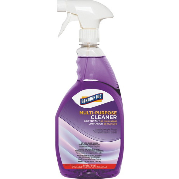 Genuine Joe Multi-purpose Cleaner - For Kitchen - Ready-To-Use - 32 fl oz (1 quart) - Lavender Scent - 1 Each - Deodorize - Purple