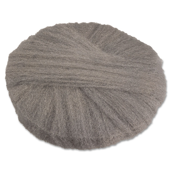 Radial Steel Wool Pads, Grade 2 (Coarse): Stripping/Scrubbing, 17" Diameter, Gray, 12/Carton