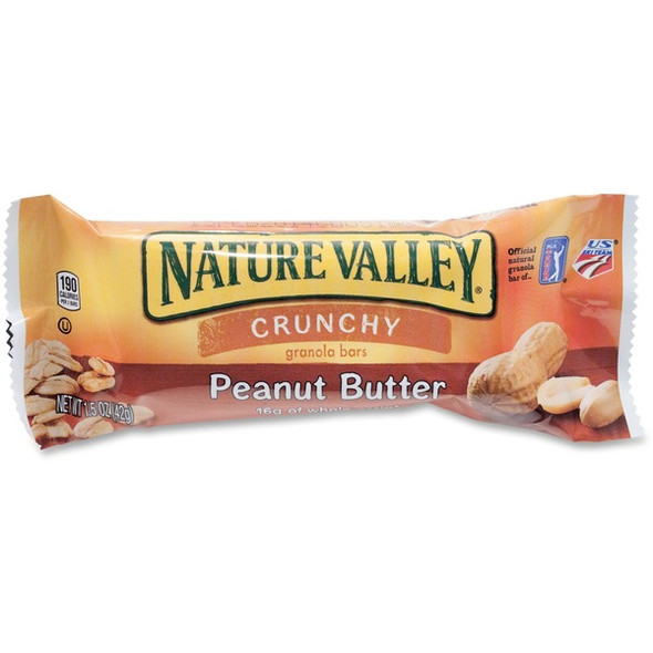 NATURE VALLEY Nature Valley Peanut Butter Granola Bars - Peanut Butter, Crunch - 1 Serving Pouch - 1.50 oz - 18 / Box