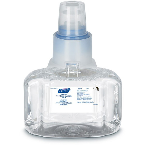 PURELL&reg; Advanced Hand Sanitizer Foam Refill - Clean Scent - 23.7 fl oz (700 mL) - Pump Bottle Dispenser - Kill Germs - Hand - Clear - Removable Pump, Durable - 1 Each