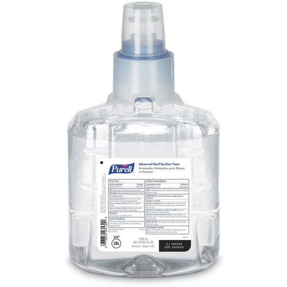 PURELL&reg; Hand Sanitizer Foam Refill - Clean Scent - 40.6 fl oz (1200 mL) - Kill Germs - Skin, Hand - Moisturizing - Clear - Chemical-free - 1 Each
