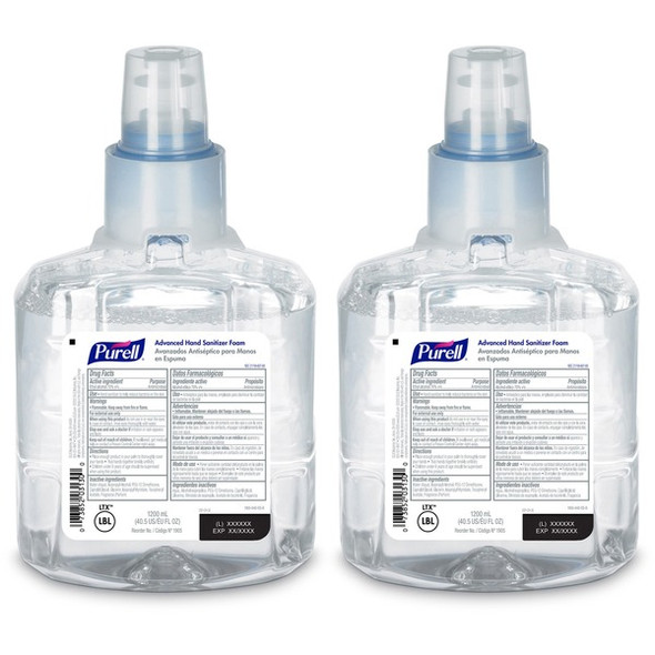 PURELL&reg; Hand Sanitizer Foam Refill - Clean Scent - 40.6 fl oz (1200 mL) - Kill Germs - Hand, Skin - Clear - Chemical-free - 2 / Carton