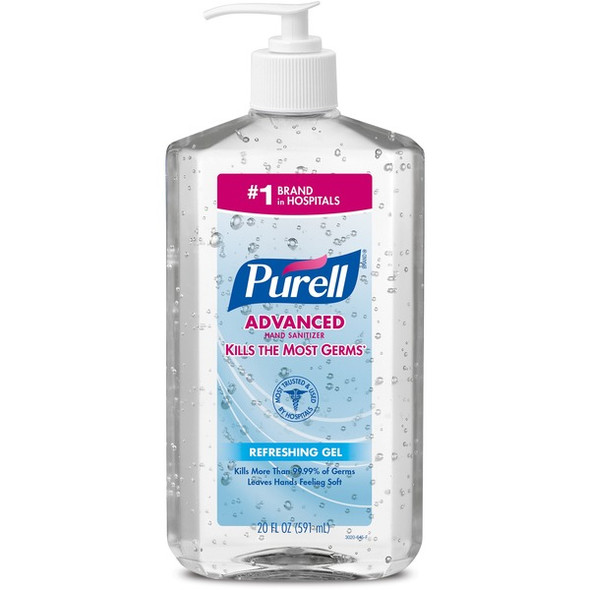 PURELL&reg; Advanced Hand Sanitizer - Clean Scent - 20 fl oz (591.5 mL) - Pump Bottle Dispenser - Kill Germs - Hand, Skin - Moisturizing - Clear - Triclosan-free, Paraben-free, Phthalate-free - 1 Each