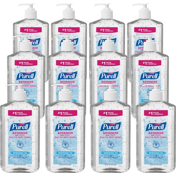 PURELL&reg; Advanced Hand Sanitizer - Clean Scent - 20 fl oz (591.5 mL) - Pump Bottle Dispenser - Hand, Skin - Moisturizing - Clear - Triclosan-free, Paraben-free, Phthalate-free - 12 / Carton