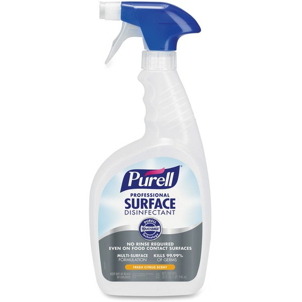 PURELL&reg; Professional Surface Disinfectant - Ready-To-Use - 32 fl oz (1 quart) - Fresh Citrus Scent - 6 / Carton - Clear