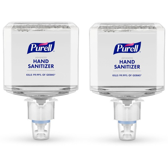 PURELL&reg; Advanced Hand Sanitizer Foam Refill - Clean Scent - 40.6 fl oz (1200 mL) - Push Pump Dispenser - Kill Germs - Multipurpose - Clear - Hypoallergenic, Dye-free, Refillable - 2 / Carton