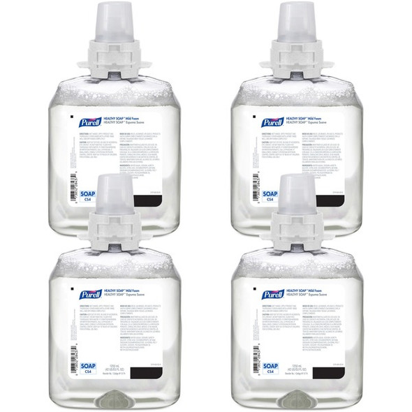 PURELL&reg; CS4 HEALTHY SOAP Mild Foam Refill - 42.3 fl oz (1250 mL) - Dirt Remover, Kill Germs - Hand - Moisturizing - Dye-free, Fragrance-free - 4 / Carton