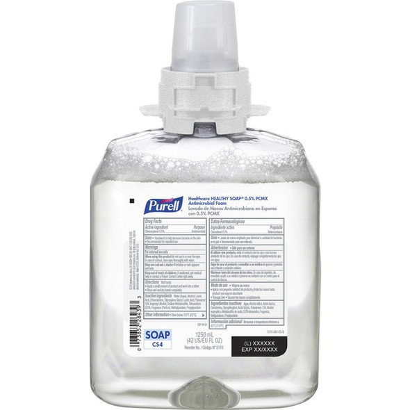 PURELL&reg; CS4 HEALTHY SOAP&trade; 0.5% PCMX Antimirobial Foam Refill - Floral ScentFor - 42.3 fl oz (1250 mL) - Bacteria Remover, Kill Germs - Hand, Healthcare - Antibacterial - Triclosan-free, Dye-free, Pleasant Scent - 4 / Carton