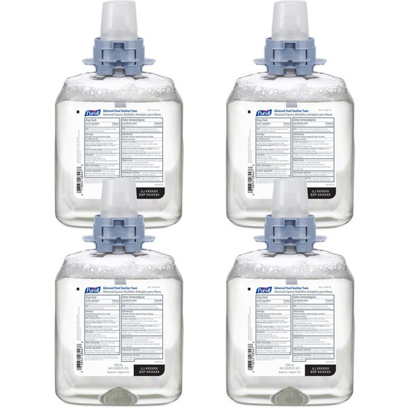 PURELL&reg; Hand Sanitizer Foam Refill - 40.6 fl oz (1200 mL) - Kill Germs - Hand - Moisturizing - Clear - 4 / Carton