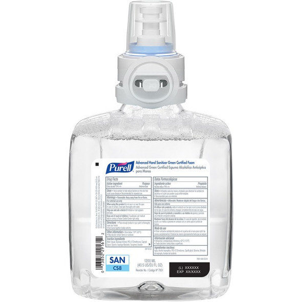 PURELL&reg; Hand Sanitizer Foam Refill - 40.6 fl oz (1200 mL) - Dirt Remover, Kill Germs - Hand, Healthcare, Skin - Moisturizing - Fragrance-free, Dye-free, Bio-based - 2 / Carton