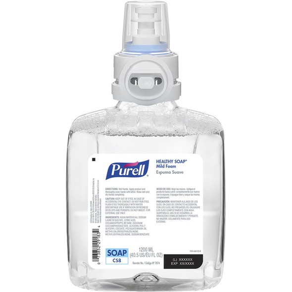 PURELL&reg; CS8 Refill HEALTHY SOAP Mild Foam - Fresh Fruit ScentFor - 40.6 fl oz (1200 mL) - Dirt Remover, Kill Germs - Hand, Skin - Moisturizing - Dye-free, Fragrance-free, Bio-based - 2 / Carton