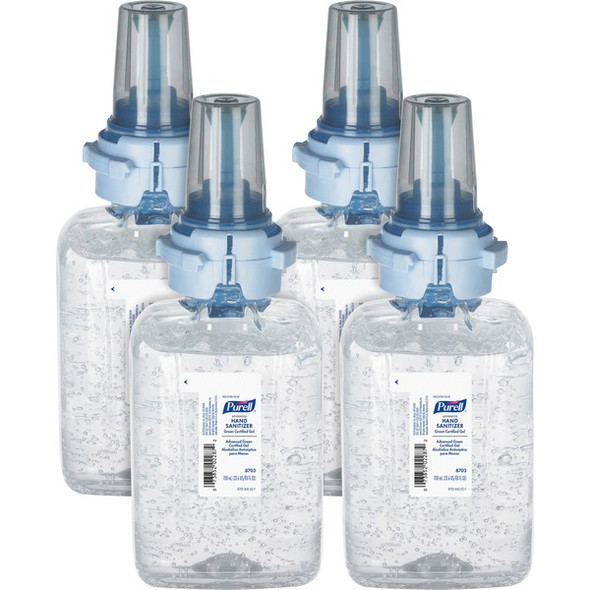 PURELL&reg; Hand Sanitizer Gel Refill - Fragrance-free Scent - 23.7 fl oz (700 mL) - Push Pump Dispenser - Kill Germs - Hand - Moisturizing - Clear - Bio-based - 4 / Carton