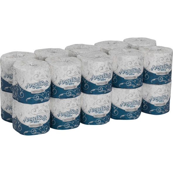 Angel Soft Ultra Professional Series Embossed Toilet Paper - 2 Ply - 4.50" x 4" - 400 Sheets/Roll - White - Soft, Unscented, Embossed, Individually Wrapped - For Bathroom - 20 / Carton