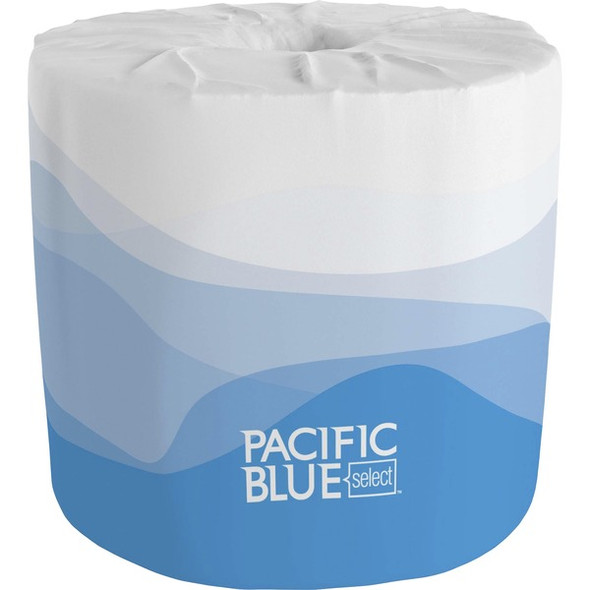 Pacific Blue Select Standard Roll Embossed Toilet Paper - 2 Ply - 4" x 4.05" - 550 Sheets/Roll - White - Durable, Absorbent - For Restroom - 80 / Carton