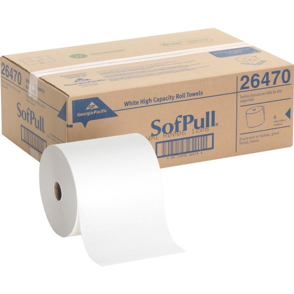 SofPull Mechanical Recycled Paper Towel Rolls - 1 Ply - 7.87" x 1000 ft - 7.80" Roll Diameter - White - Soft, Absorbent - For Healthcare, Office Building - 6 / Carton