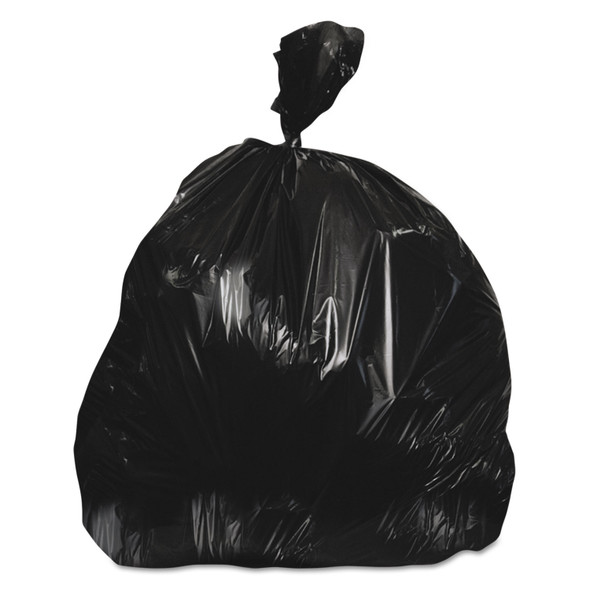 High-Density Waste Can Liners, 60 gal, 22 mic, 38" x 60", Black, 25 Bags/Roll, 6 Rolls/Carton