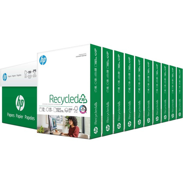 HP Papers Recycled30 Paper - White - 92 Brightness - Letter - 8 1/2" x 11" - 20 lb Basis Weight - 5000 / Carton - Quick Drying, Smear Resistant - White