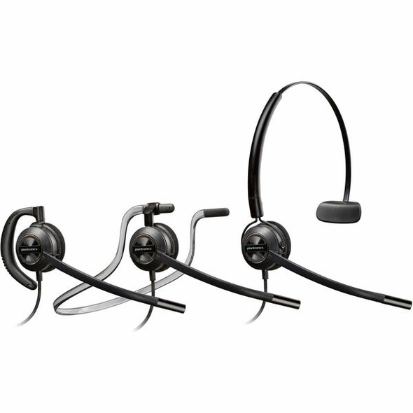 Poly EncorePro HW540 Convertible Headset - Mono - Mini-phone (3.5mm) - Wired - 20 Hz - 16 kHz - On-ear - Monaural - Ear-cup - 2.92 ft Cable - Omni-directional, Noise Cancelling Microphone - Black