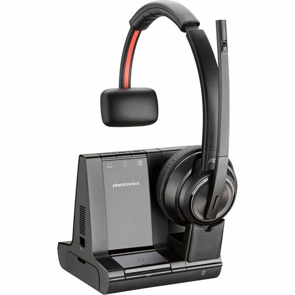 Poly Savi 8210 Single-Ear Wireless Headset - Mono - Wireless - Bluetooth/DECT - 590 ft - 32 Ohm - 20 Hz - 20 kHz - On-ear, Over-the-head - Monaural - Ear-cup - Noise Cancelling Microphone - Black