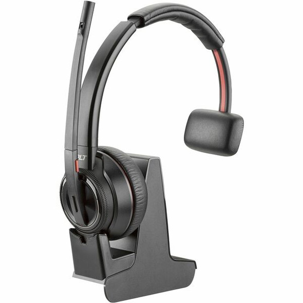 Poly Savi 8210-M Single-Ear Headset - Mono - Wireless - Bluetooth/DECT - 590 ft - 32 Ohm - 20 Hz - 20 kHz - On-ear - Monaural - Ear-cup - Noise Cancelling Microphone - Black - TAA Compliant
